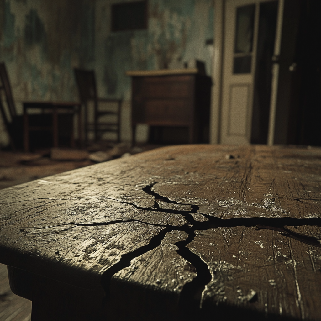 A cracked table in a house | Source: Midjourney