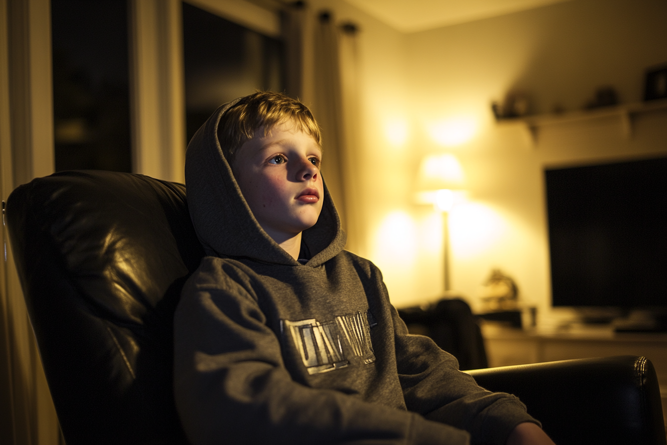 A teen boy sitting on an armchair | Source: Midjourney