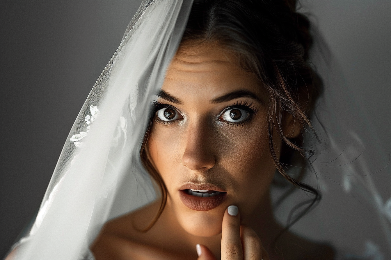 A bride gasping in shock | Source: Midjourney