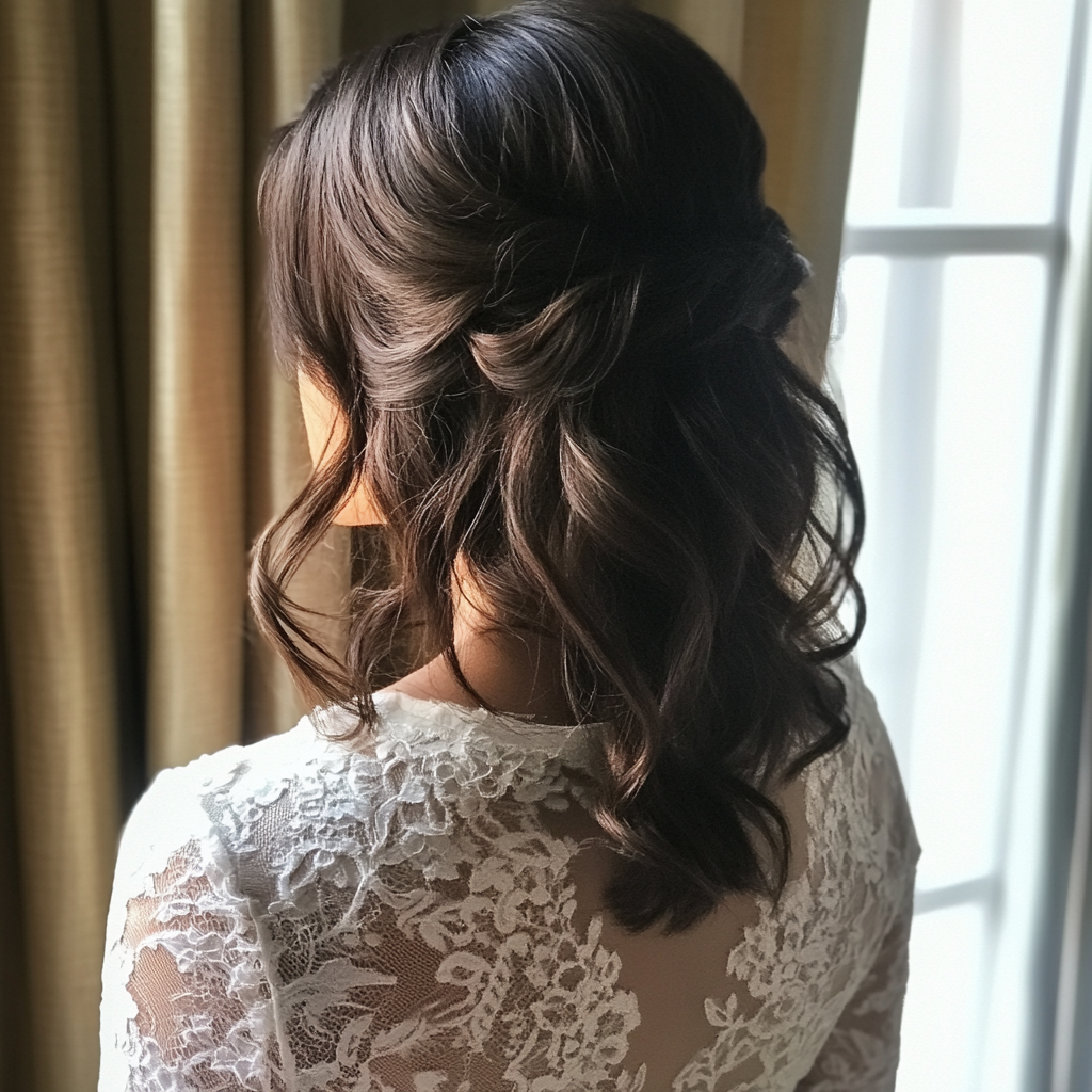 A bride standing by a window | Source: Midjourney