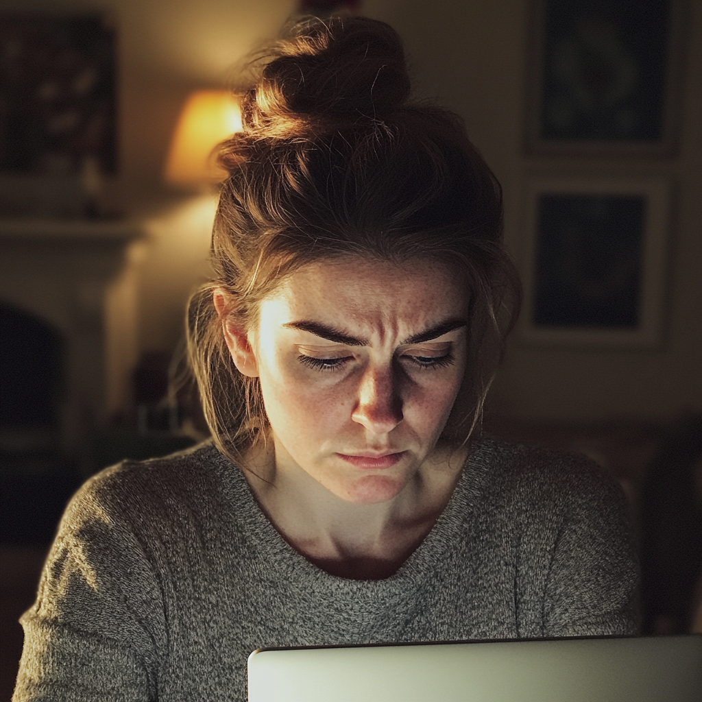A woman sitting at a laptop | Source: Midjourney