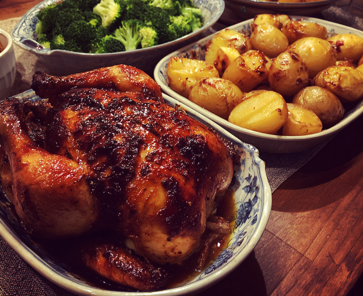 Food on a dining table | Source: Midjourney