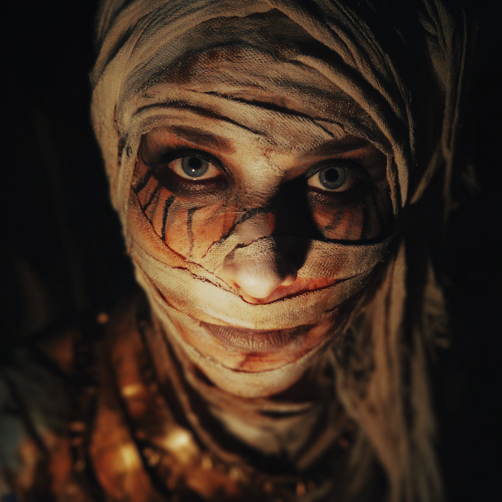 A close up of a person in a mummy costume | Source: Midjourney