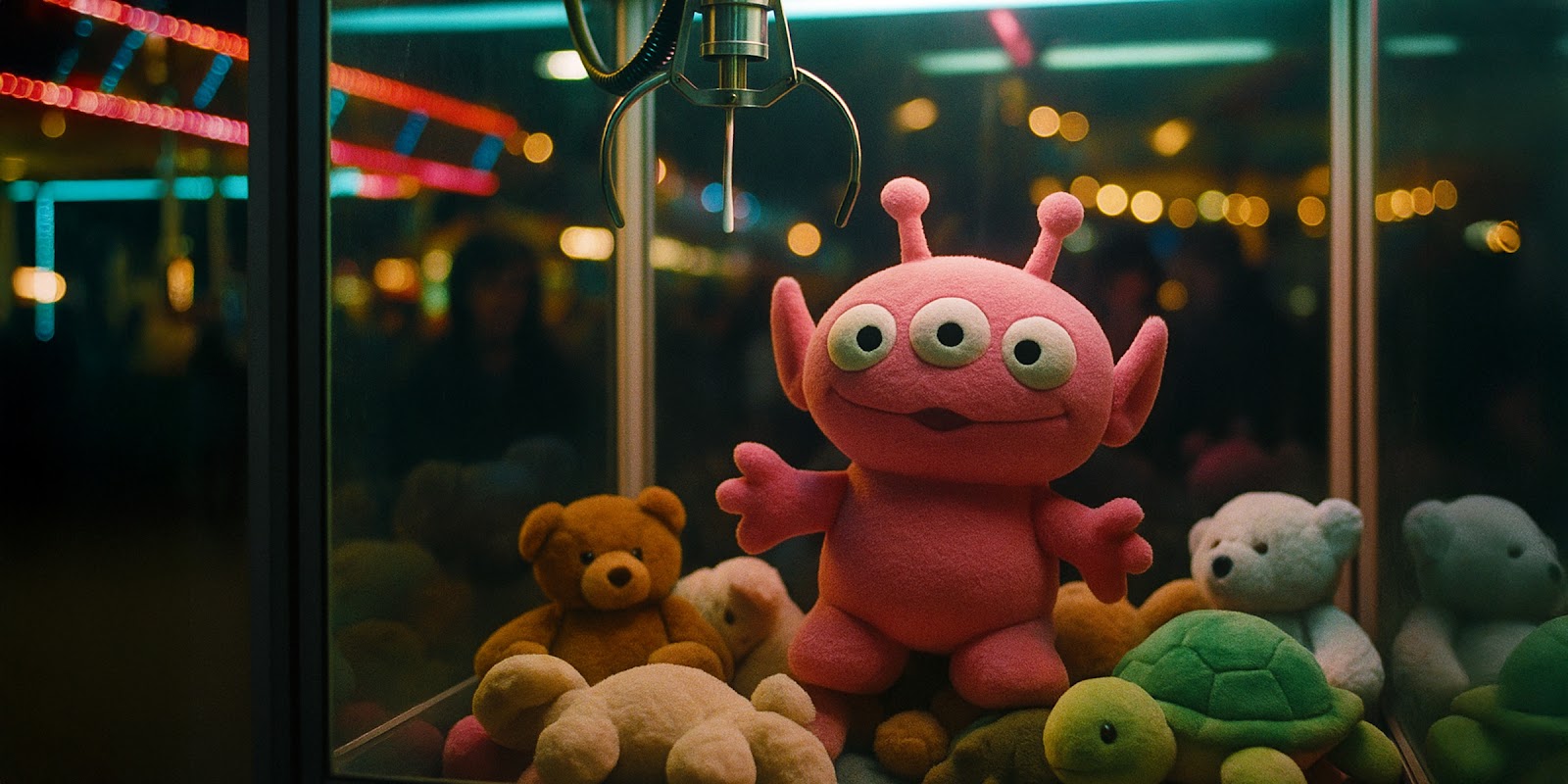 Toys in a claw machine. | Source: Sora