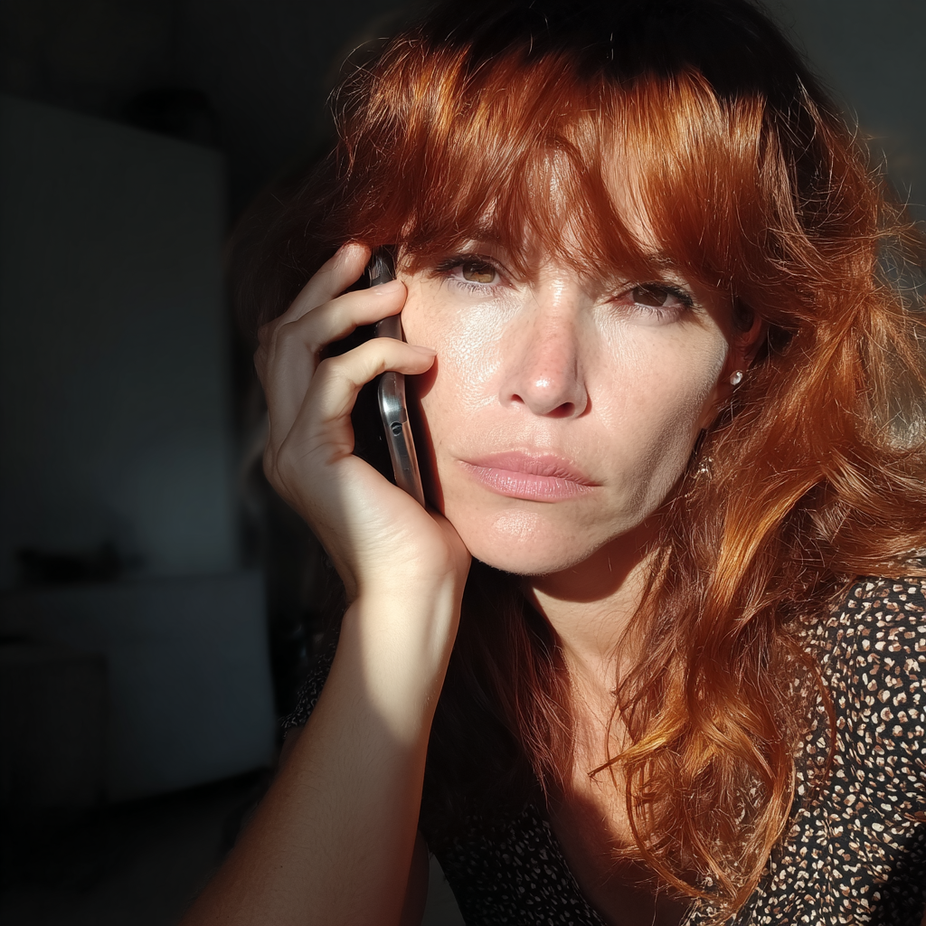 A woman talking on a cellphone | Source: Midjourney