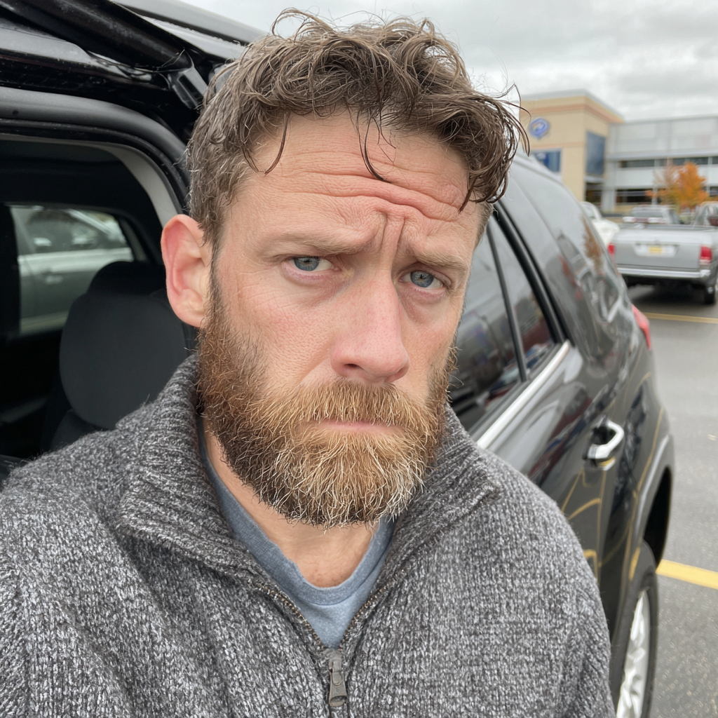A frustrated man standing in a parking lot | Source: Midjourney