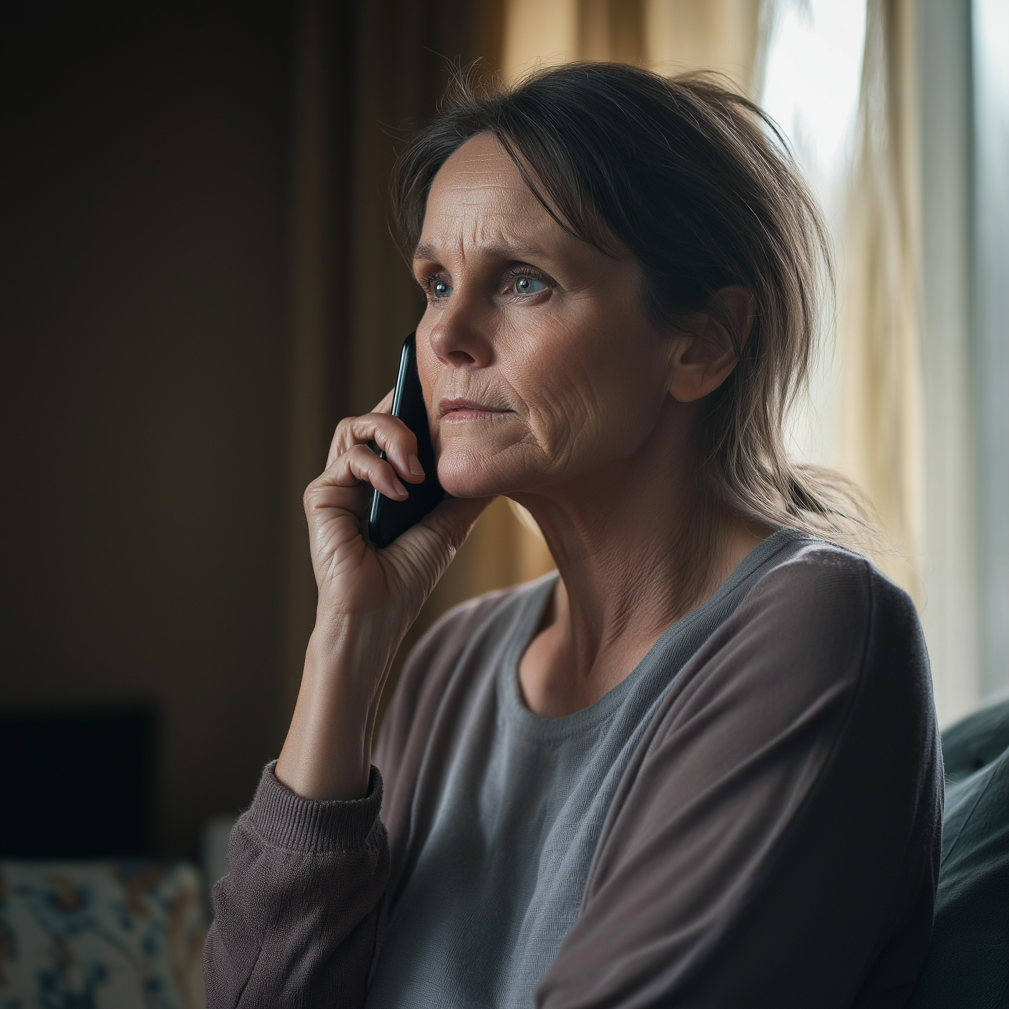 A senior woman talking on her phone | Source: Midjourney