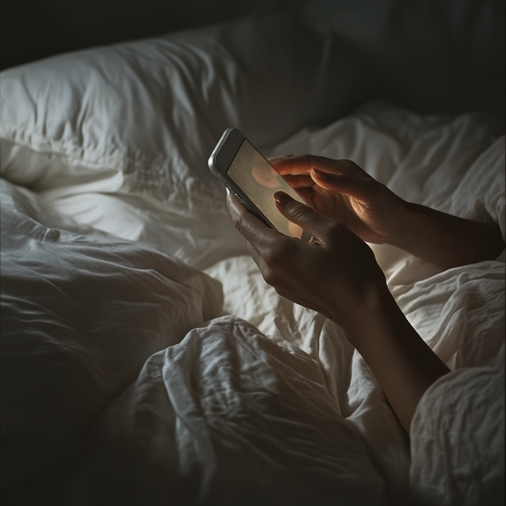 Close-up of a woman holding a smartphone | Source: Midjourney