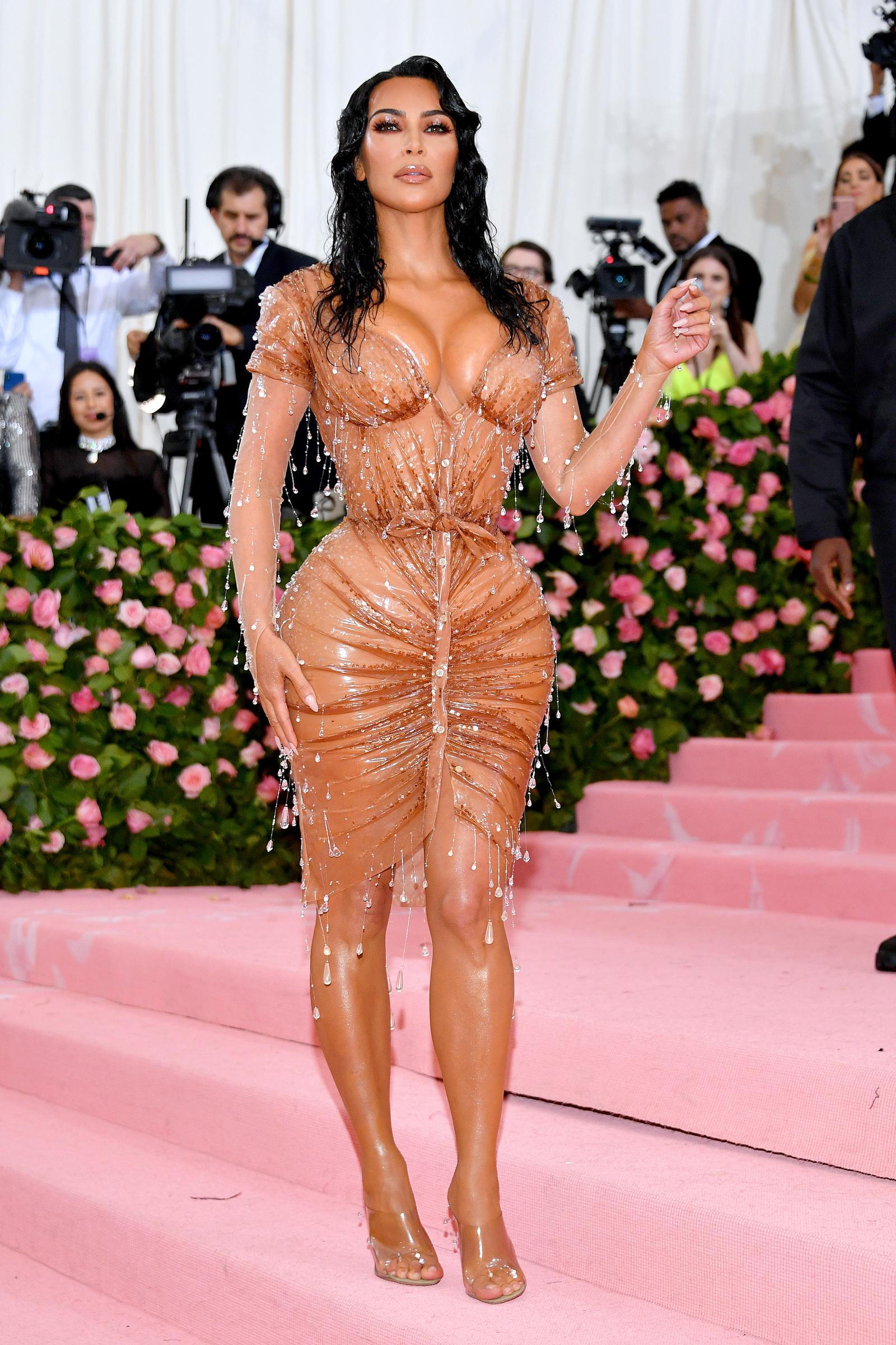 Kim Karadashian's look at the Met Gala 2019 celebrating the theme "Camp: Notes on Fashion."
