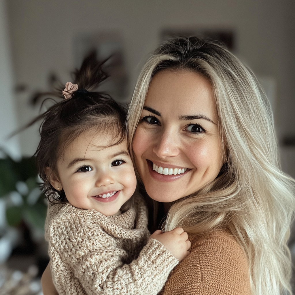 A smiling baby girl and her nanny | Source: Midjourney