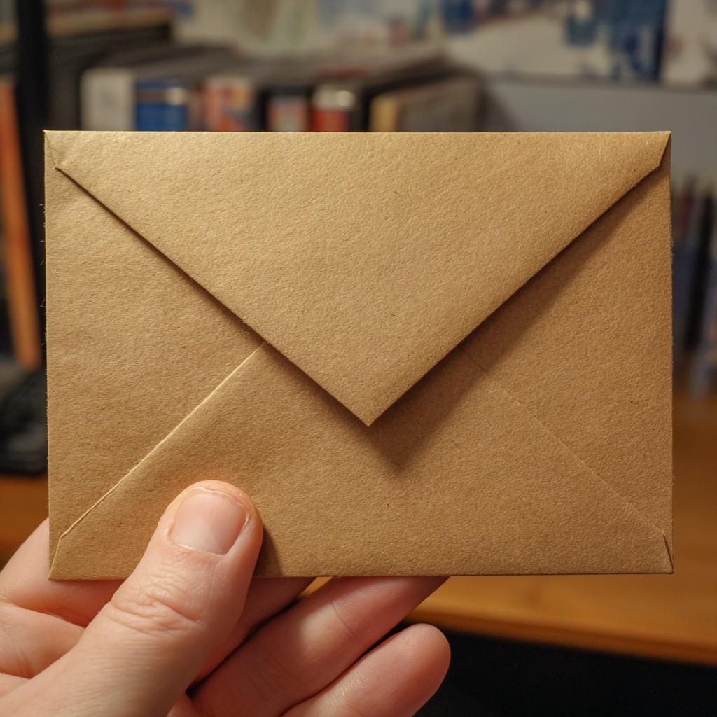 A person holding an envelope | Source: Midjourney