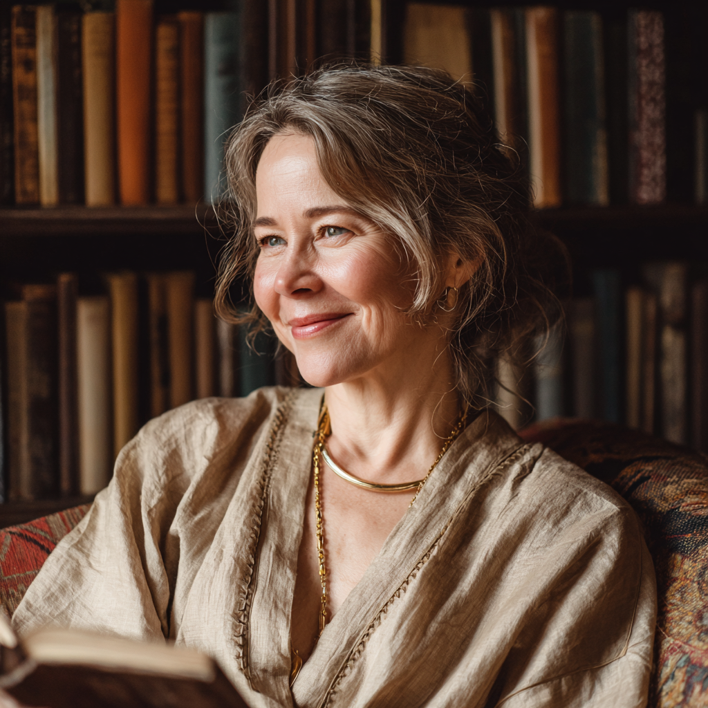 A smiling woman reading a book | Source: The Celebritist