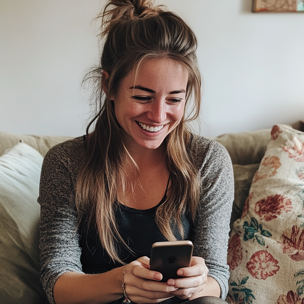 A woman texting | Source: Midjourney