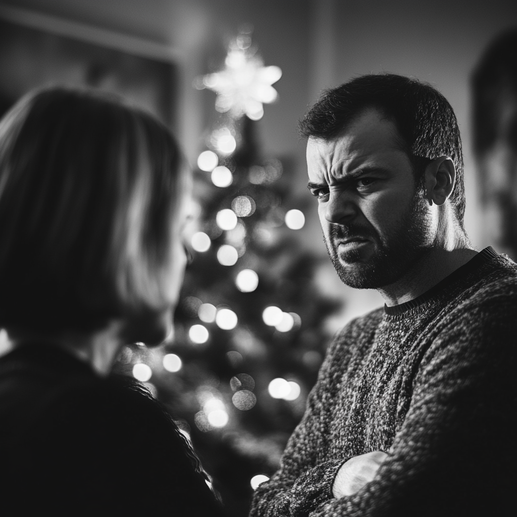 An angry man talking to his mother | Source: Midjourney