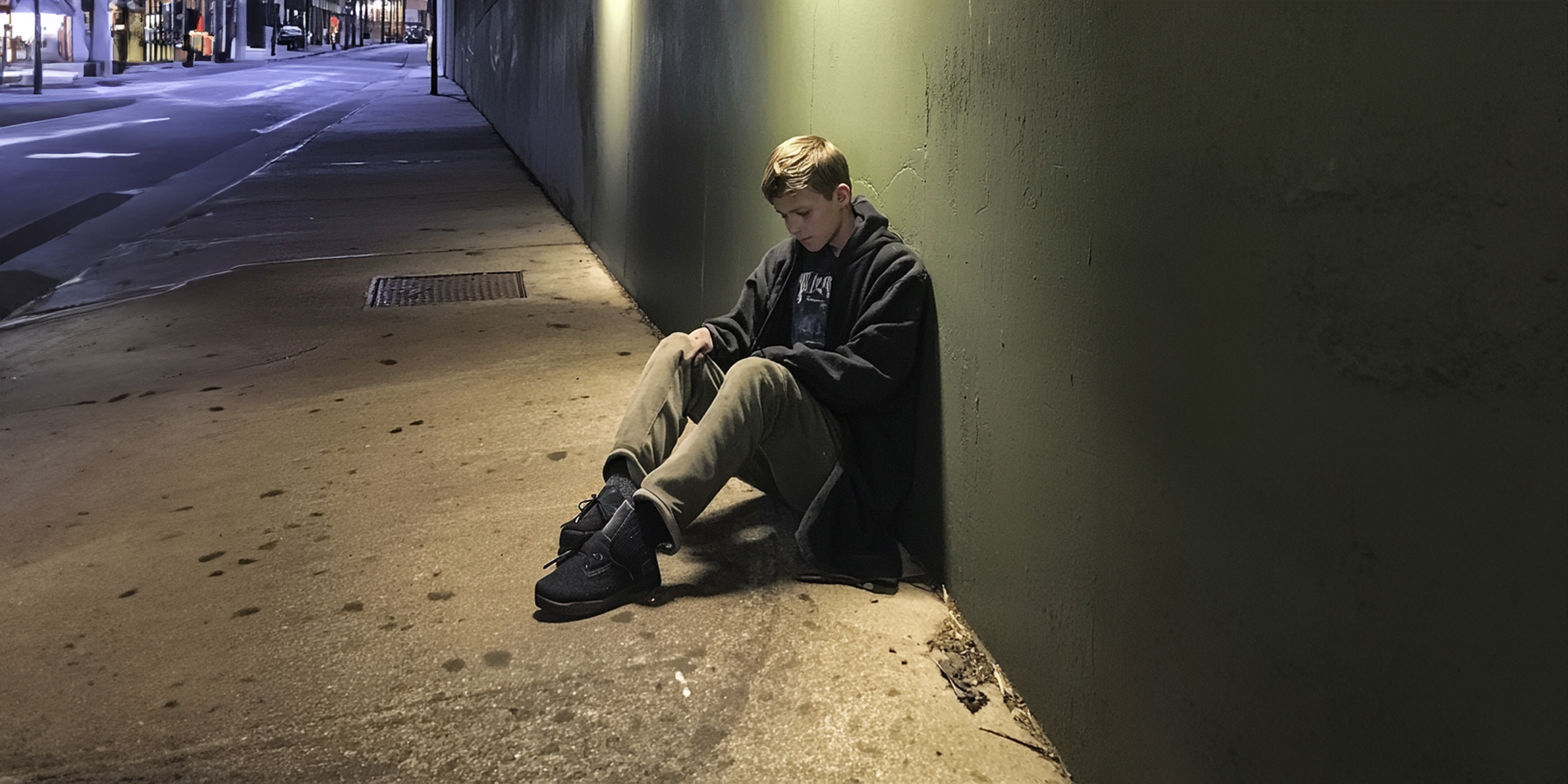 A teenage boy sitting on the street | Source: AmoMama