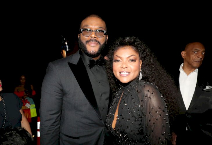 LOS ANGELES, CALIFORNIA - JUNE 23: (L-R) Tyler Perry and Taraji P. Henson are seen backstage at the 2019 BET Awards at Microsoft Theater on June 23, 2019 in Los Angeles, California. (Photo by Johnny Nunez/VMN19/Getty Images for BET)