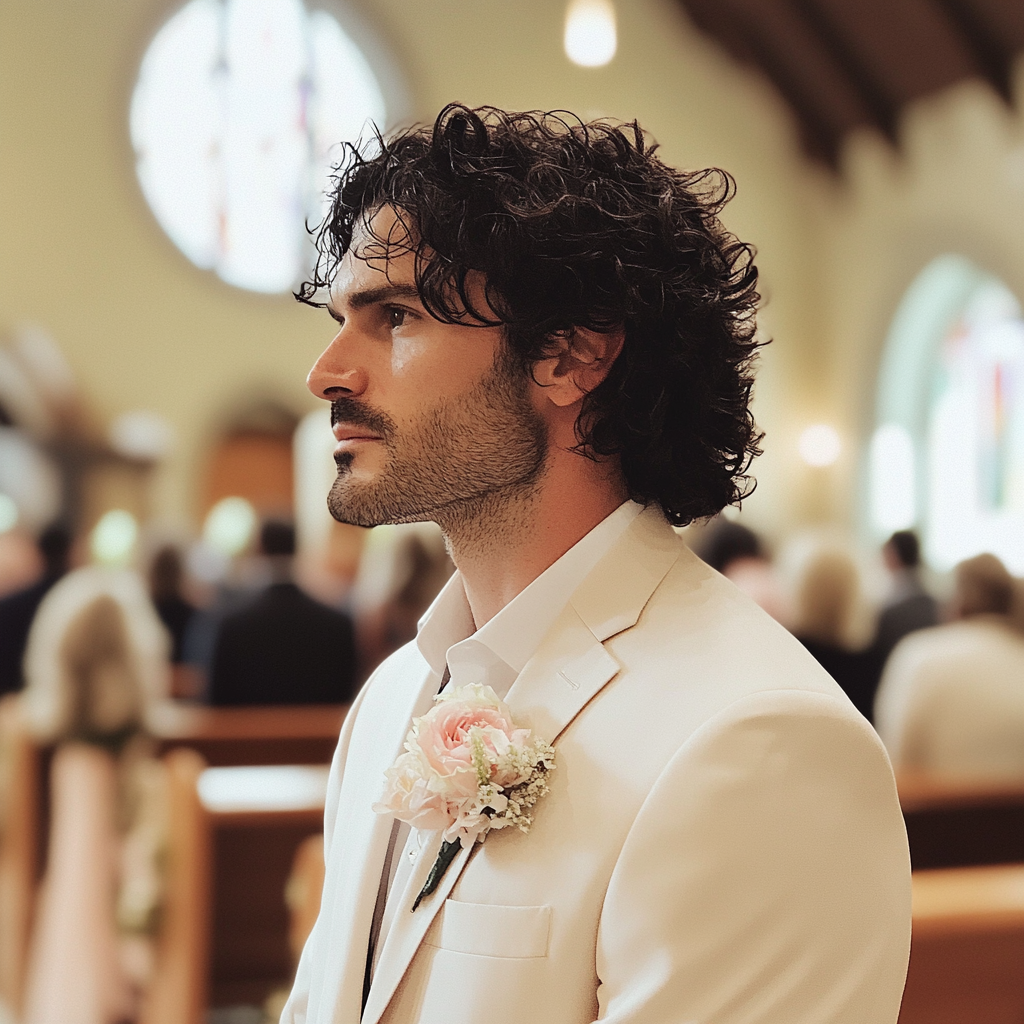 A groom standing at the altar | Source: Midjourney