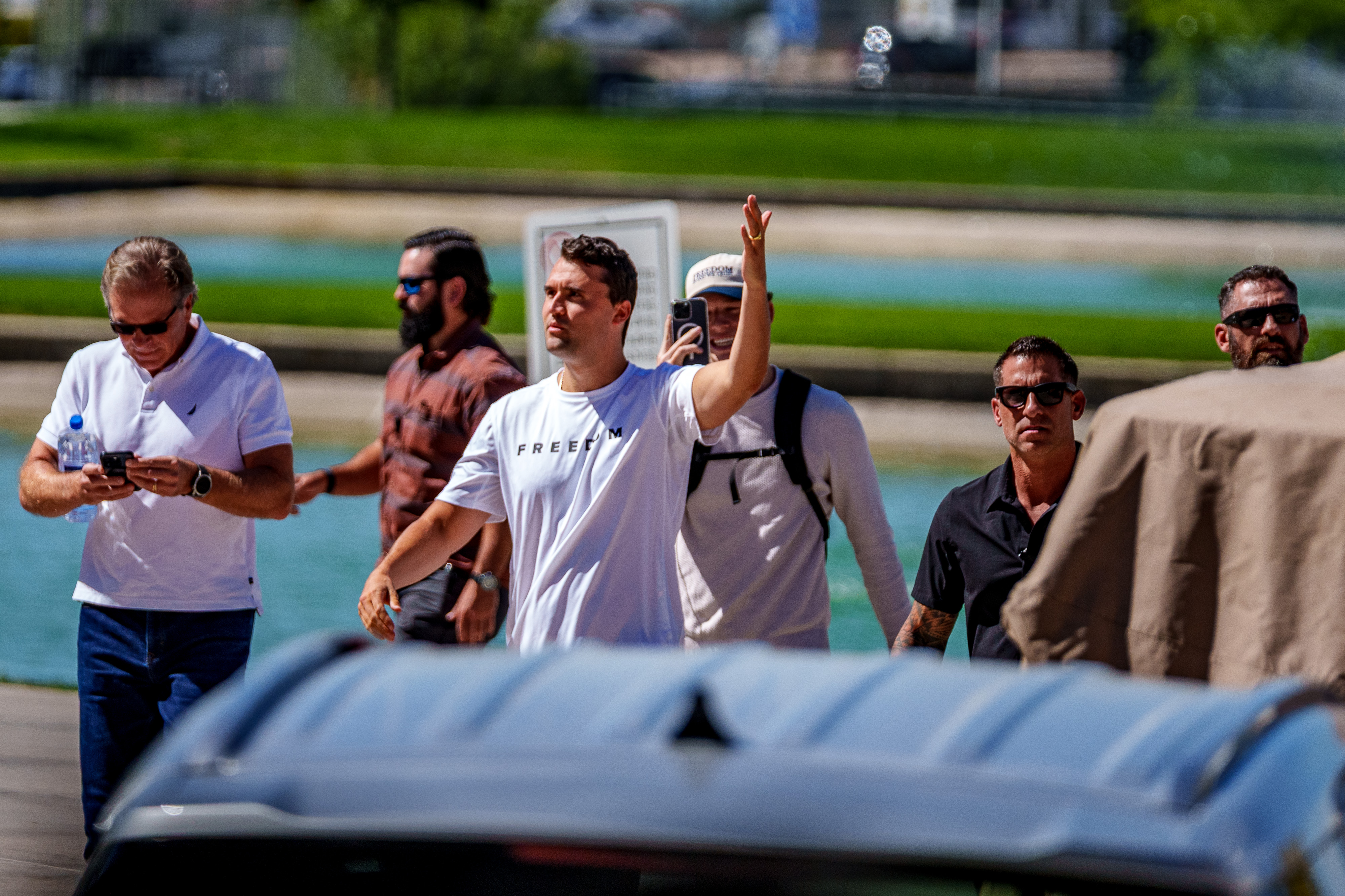 Charlie Kirk arrives at Utah Valley University in Orem, on September 10, 2025 | Source: Getty Images