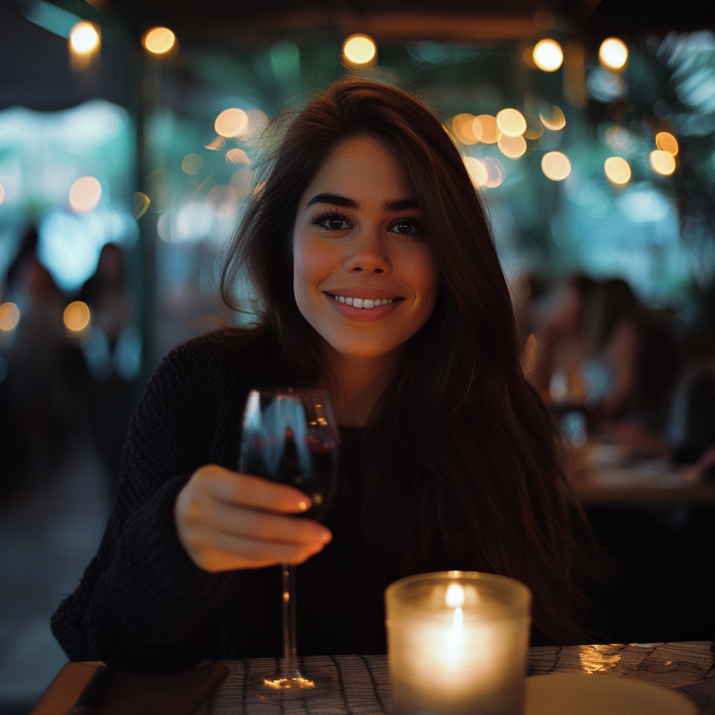 A woman holding her wine | Source: Midjourney