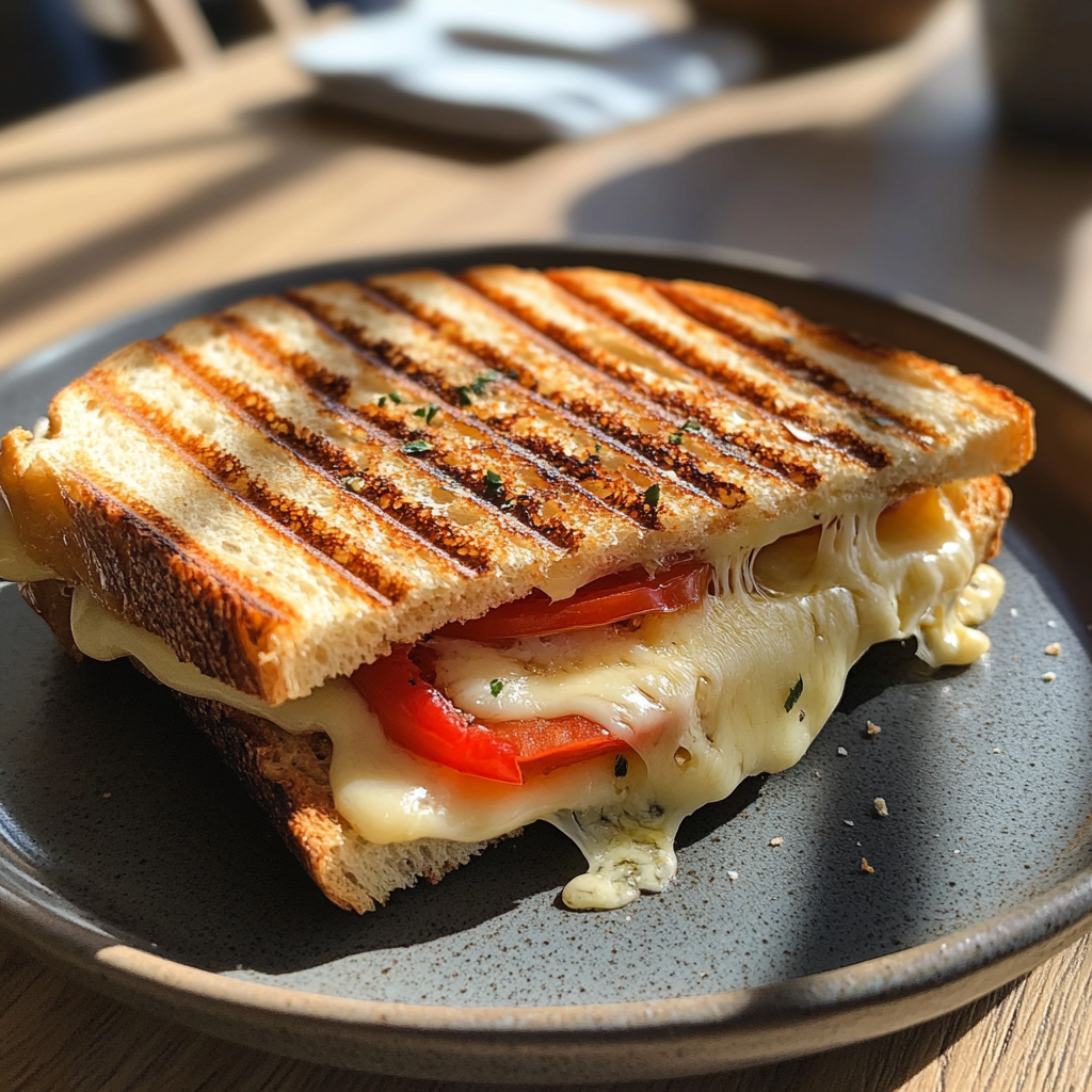 A toasted cheese sandwich on a plate | Source: Midjourney