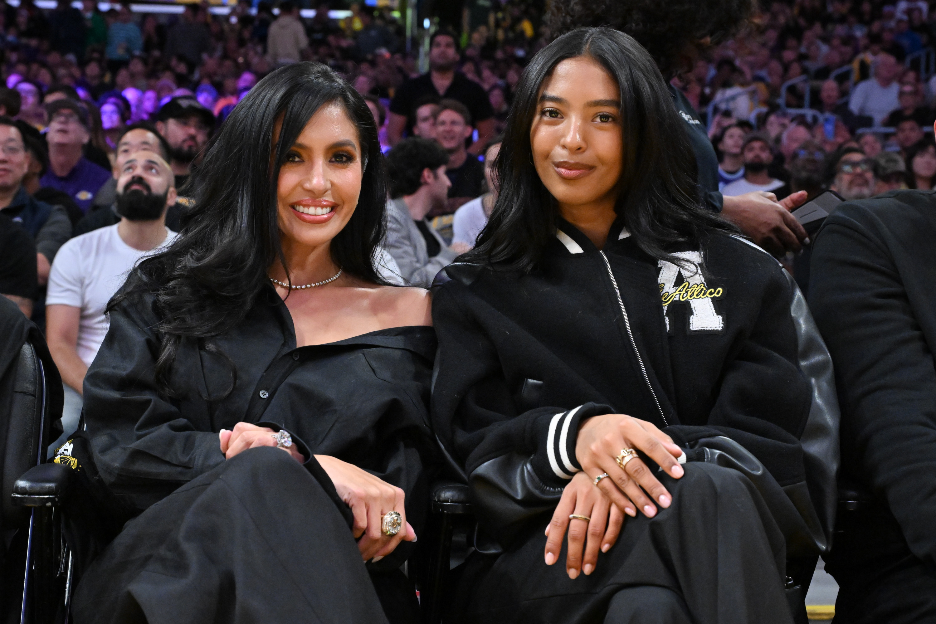 Vanessa Bryant (L) and Natalia Bryant attend a basketball game between the Los Angeles Lakers and the Golden State Warriors at Crypto.com Arena on October 21, 2025 in Los Angeles, California. | Source: Getty Images