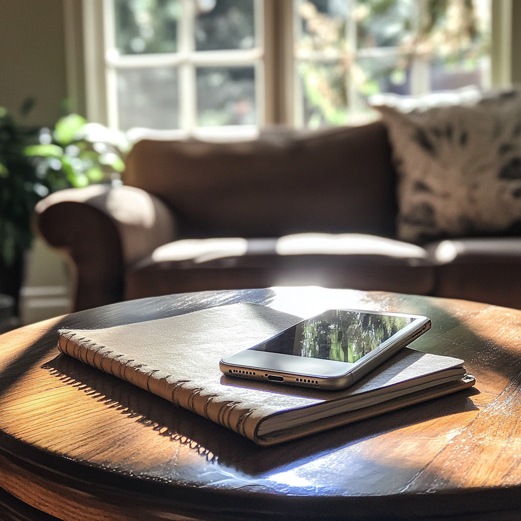 A cellphone on a table | Source: Midjourney