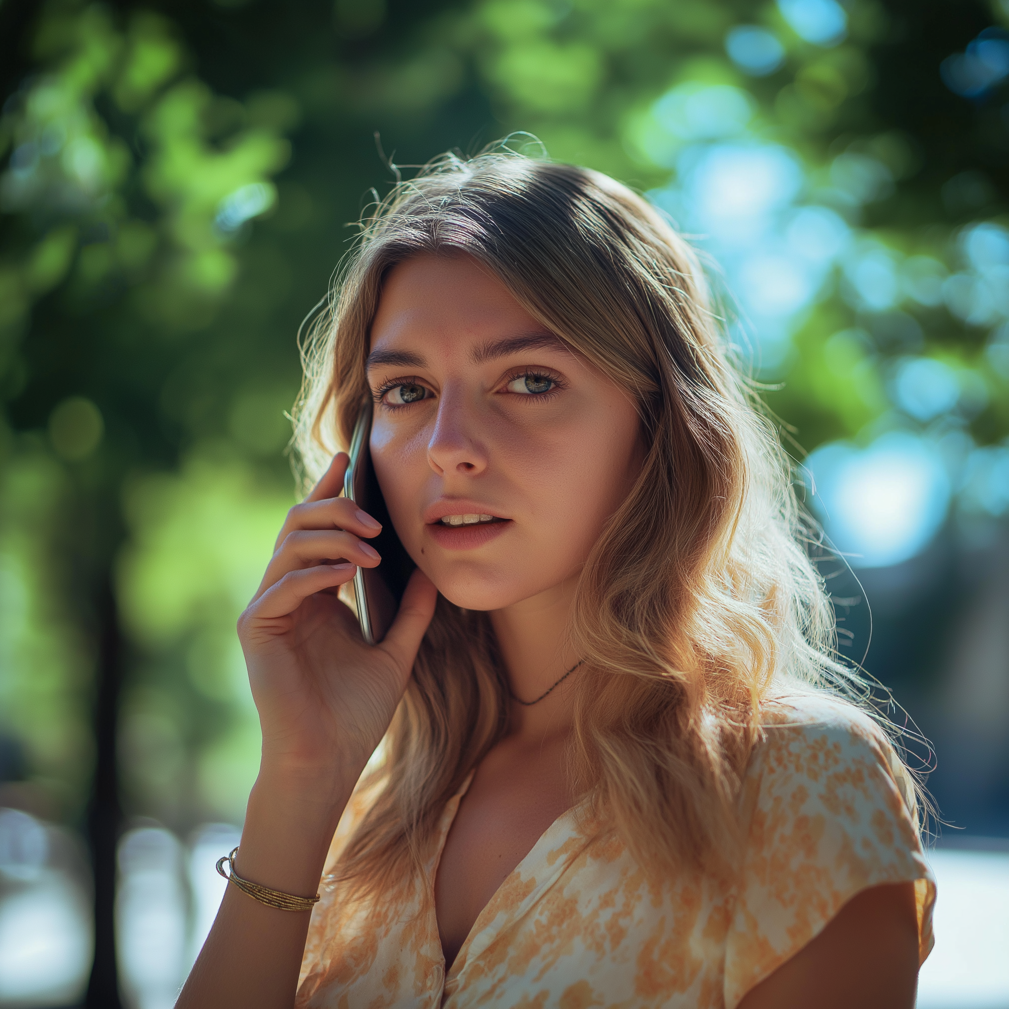 An upset young woman talking on the phone | Source: Midjourney