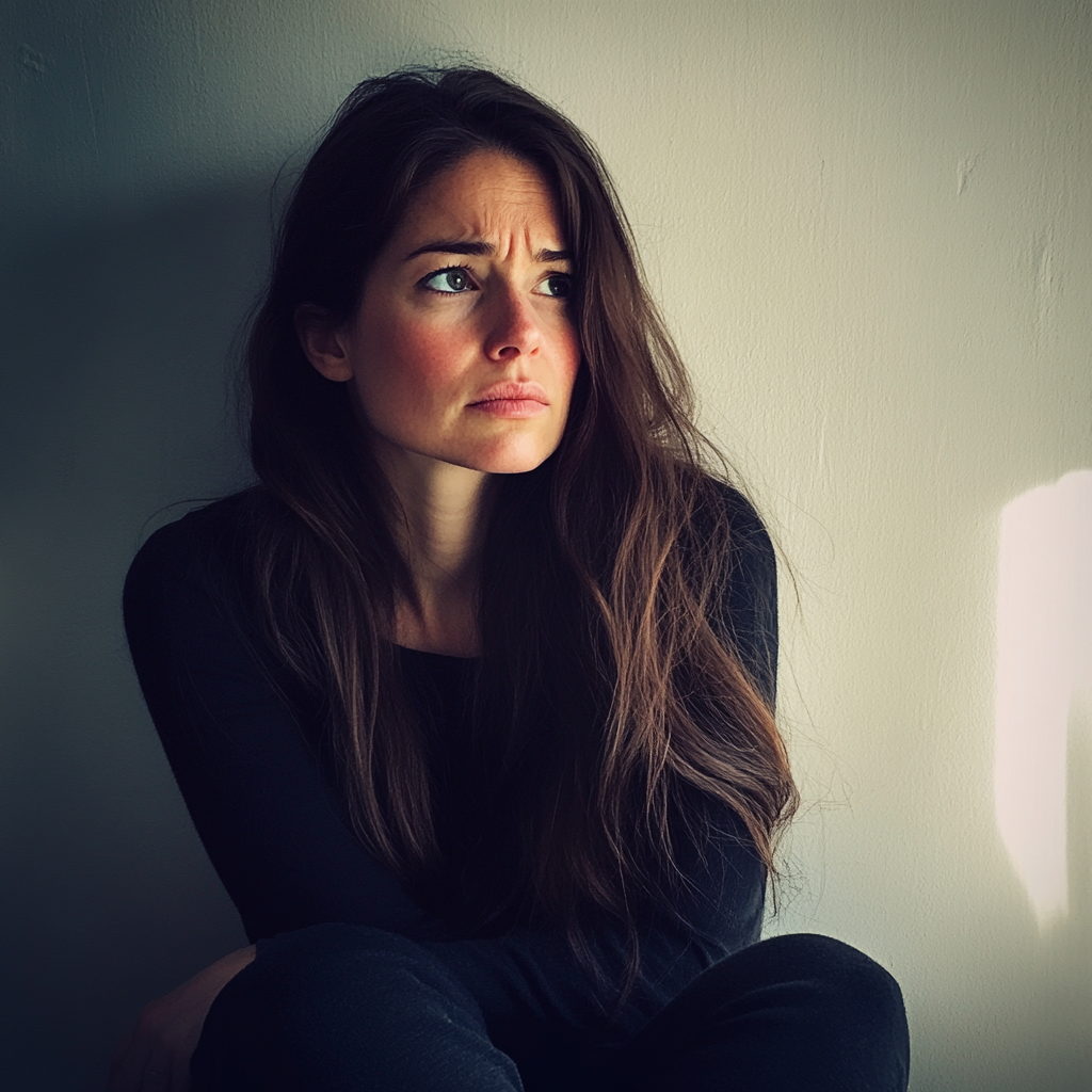 A woman sitting on the floor | Source: Midjourney