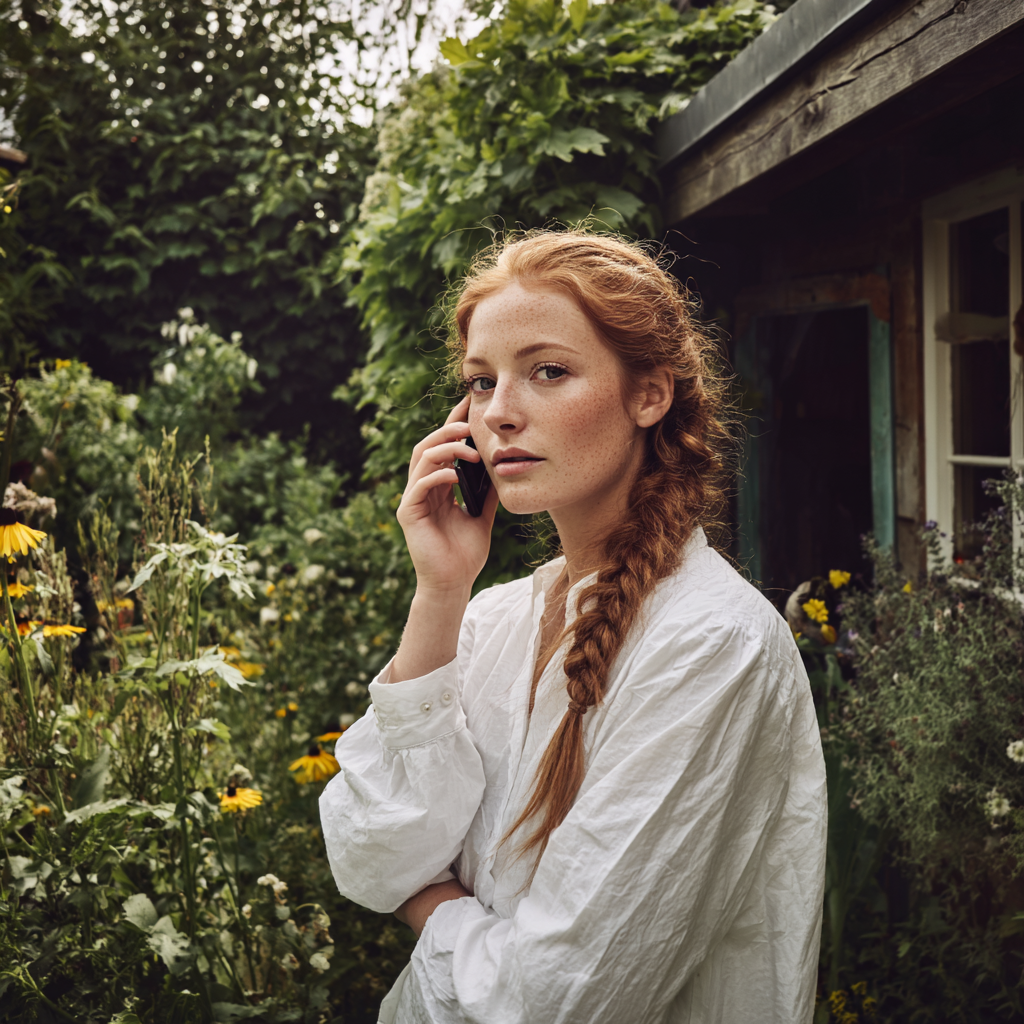 A pensive woman talking on a phone | Source: Midjourney