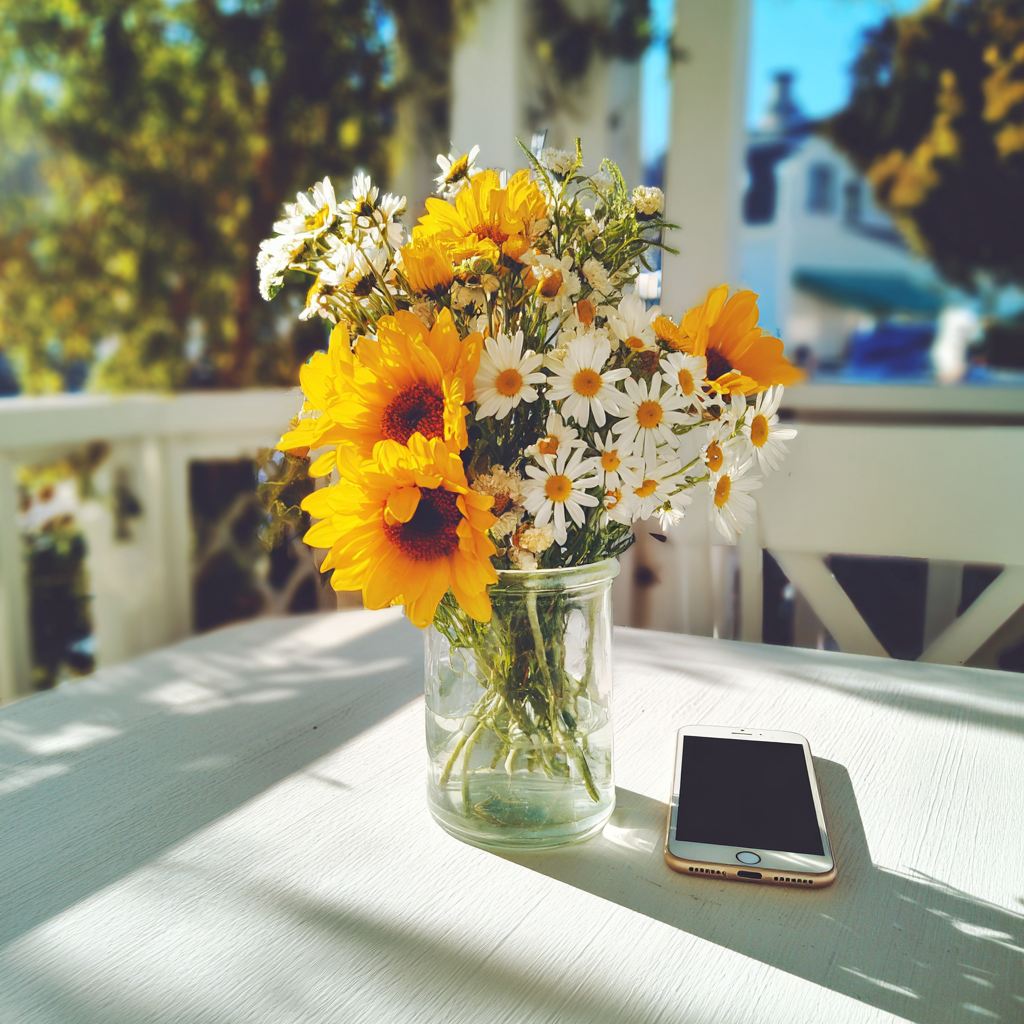 A cellphone on a table | Source: Midjourney