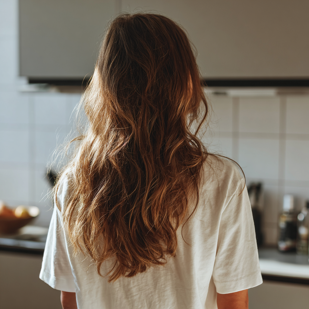A woman standing in a kitchen | Source: Midjourney