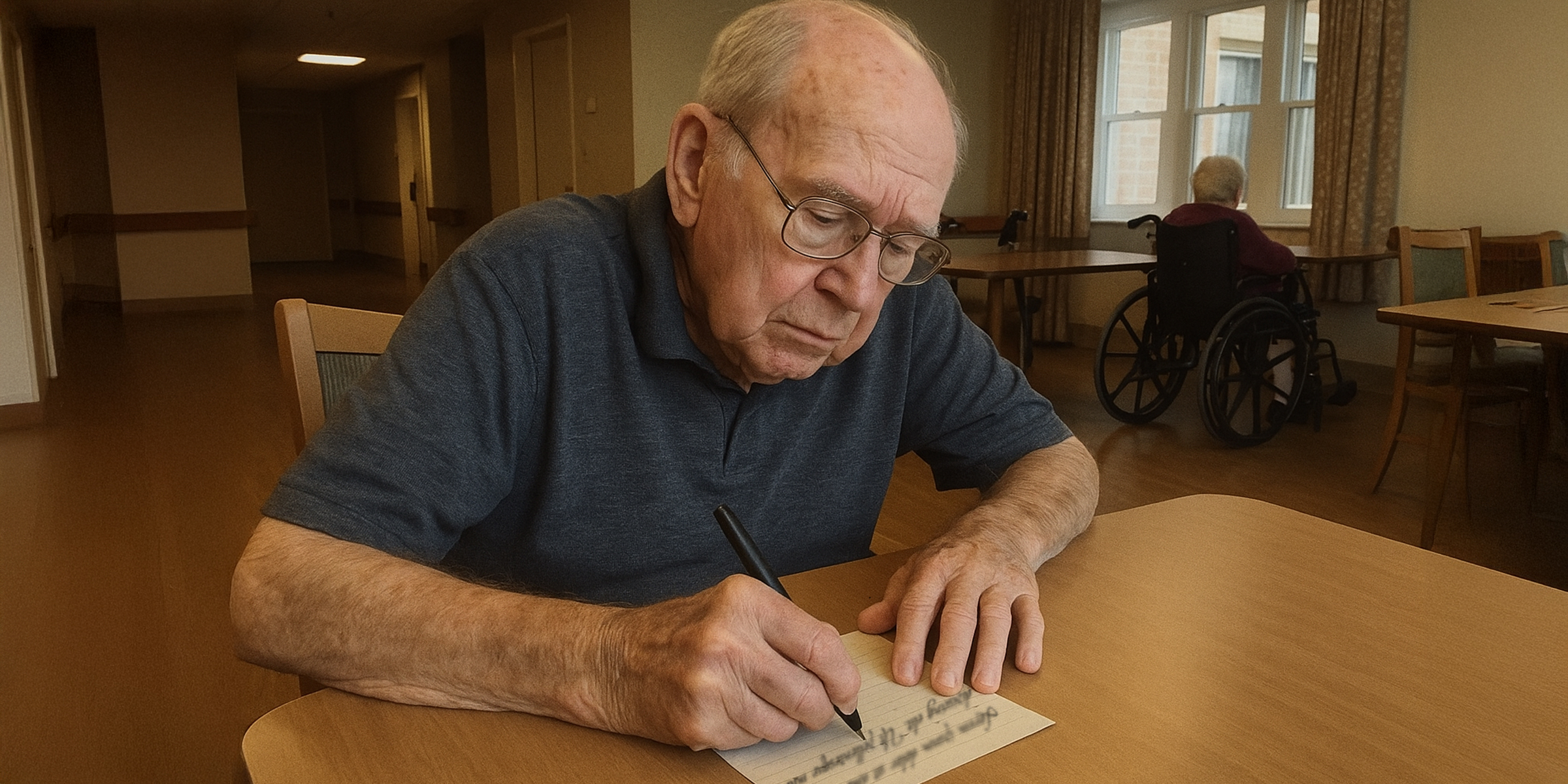 Elderly man writing a letter | Source: Sora