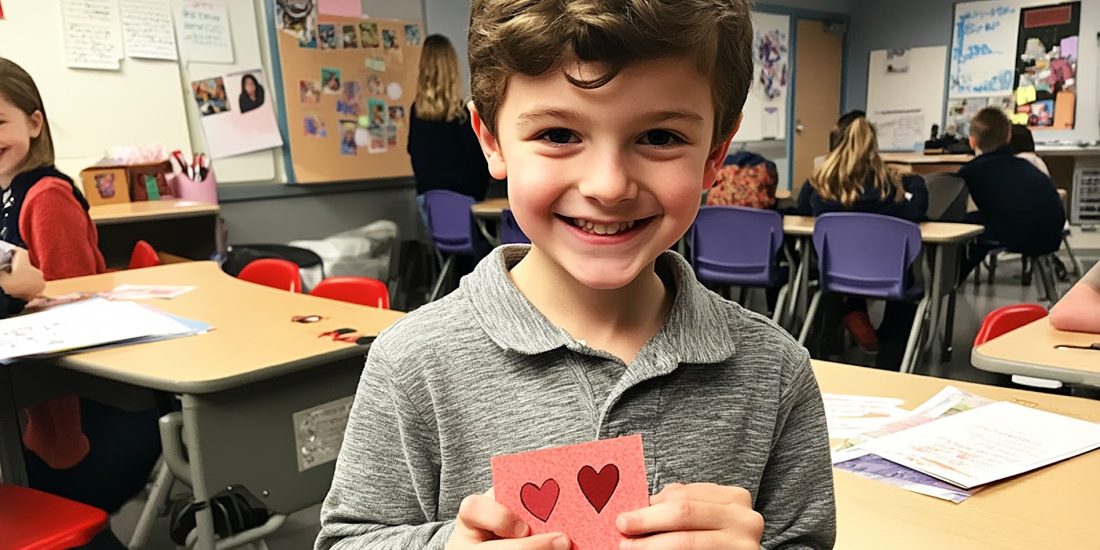 A boy with Valentine card. | Source: Midjourney