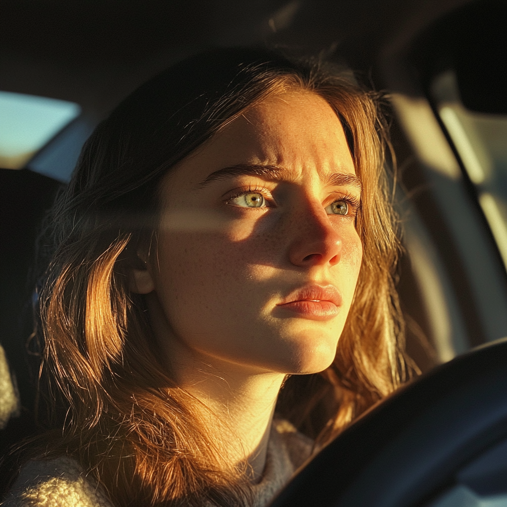 Tensed woman driving | Source: Midjourney