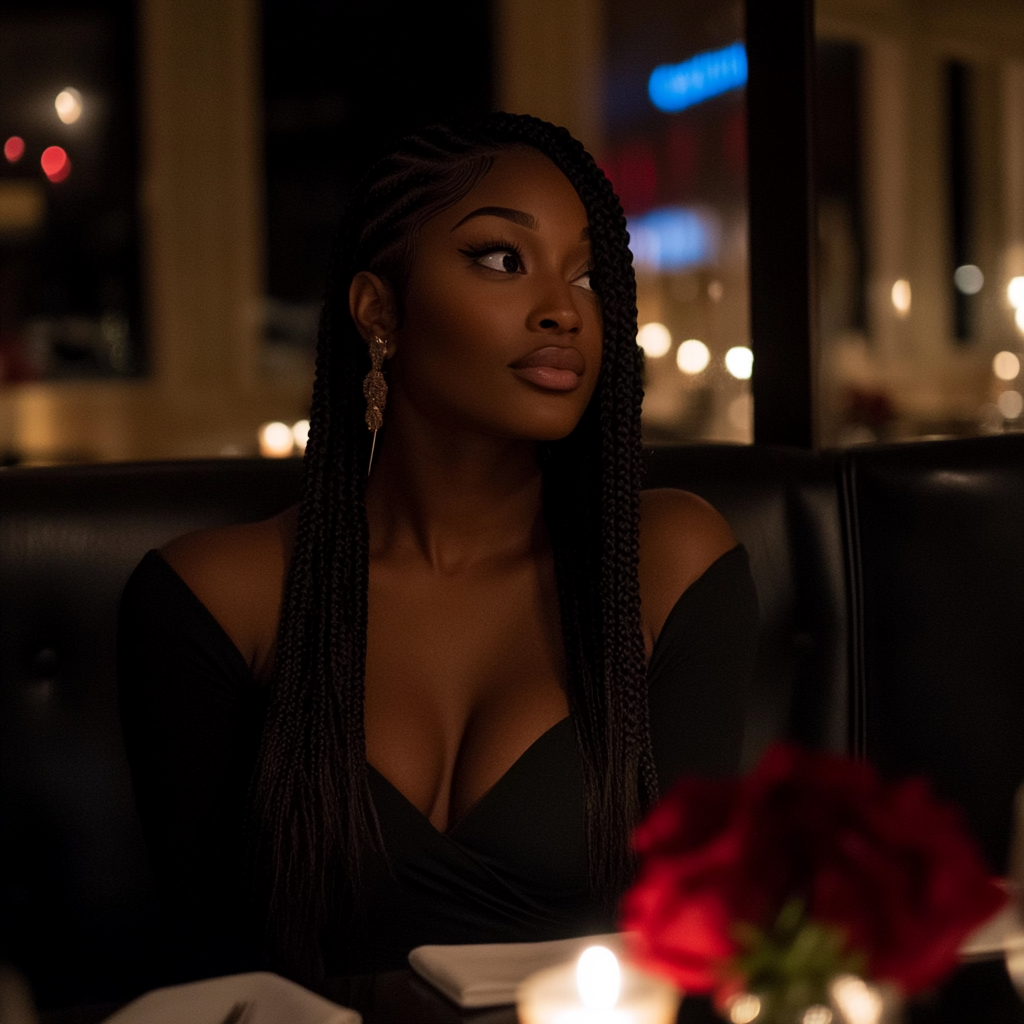 A woman sitting in a restaurant | Source: Midjourney