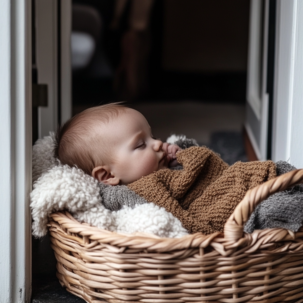 A baby in a basket | Source: Midjourney