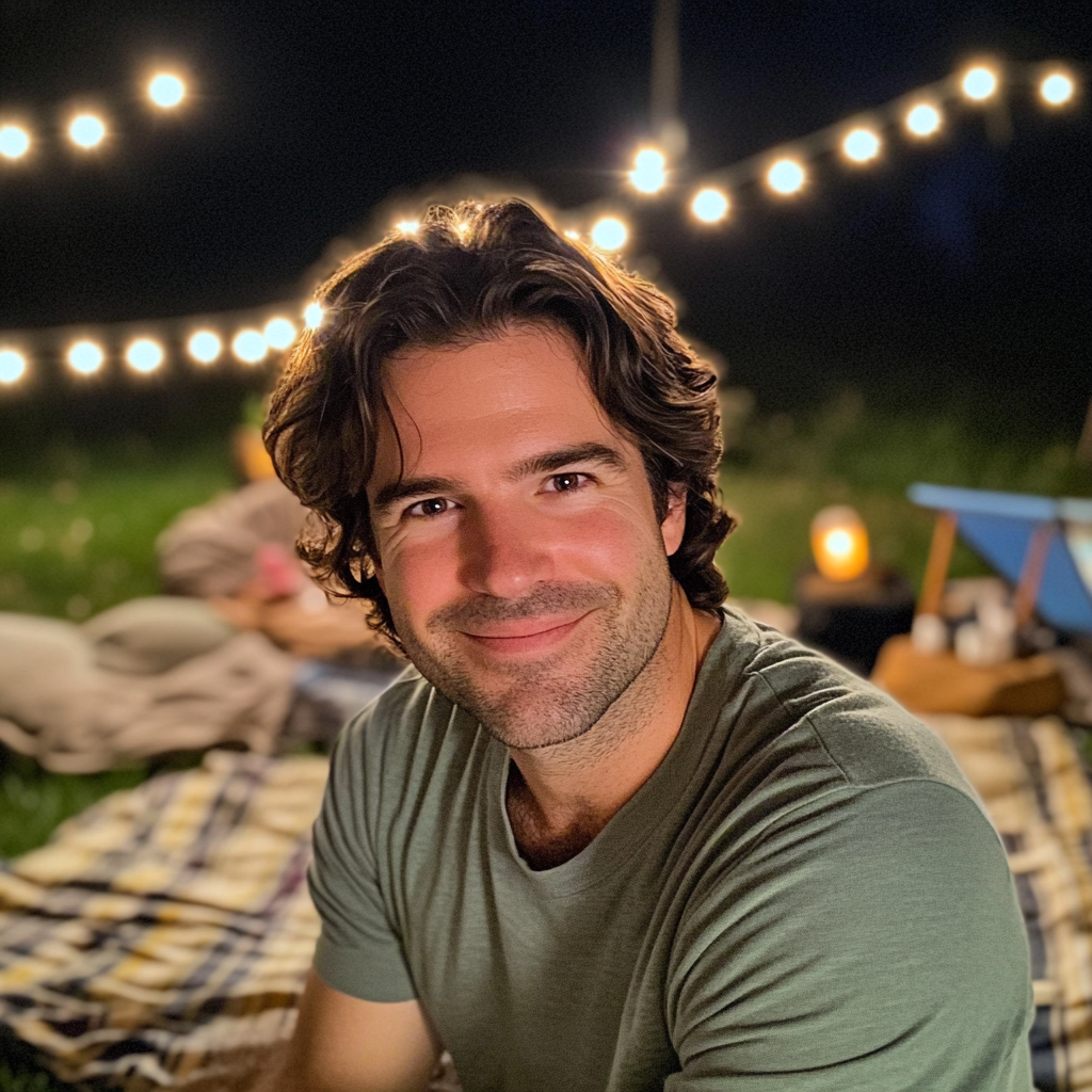 A man sitting on a picnic blanket | Source: Midjourney