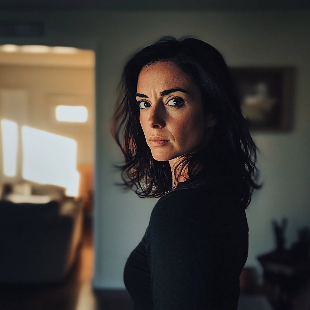 A woman standing in a living room | Source: Midjourney