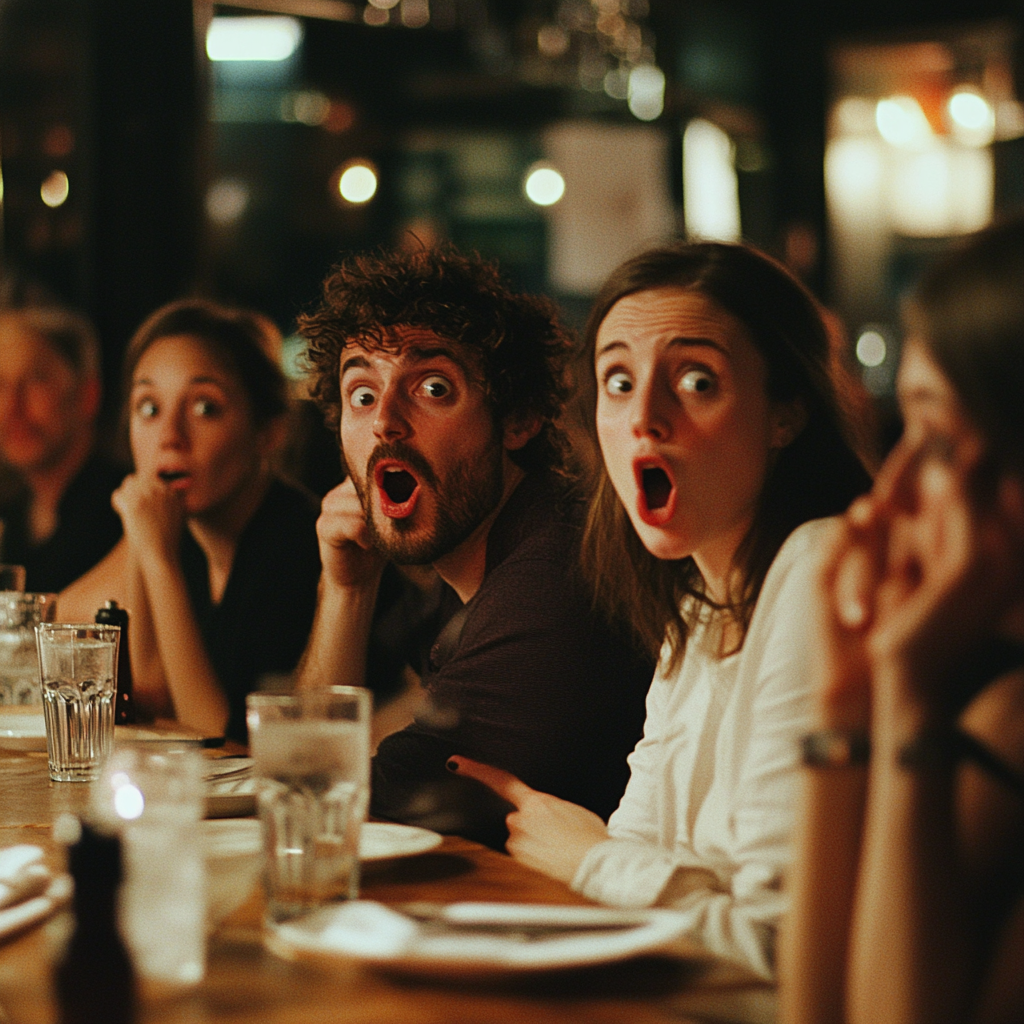 Personas sorprendidas en un restaurante | Fuente: Midjourney