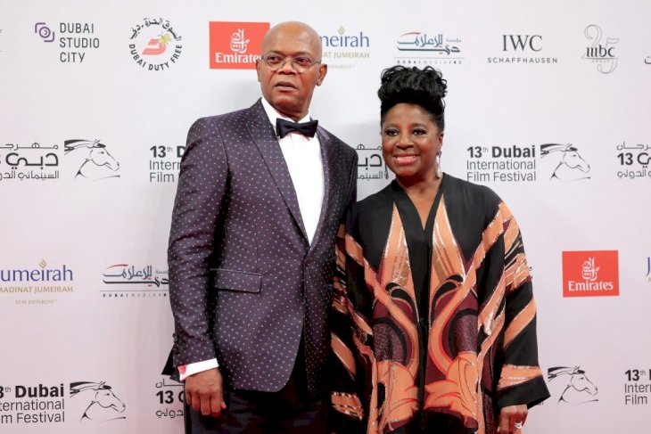 Samuel L Jackson with his wife LaTanya Richardson at the Opening Night Gala during day one of the 13th annual Dubai International Film Festival on December 7, 2016, in Dubai, United Arab Emirates. | Photo by Neilson Barnard/Getty Images for DIFF