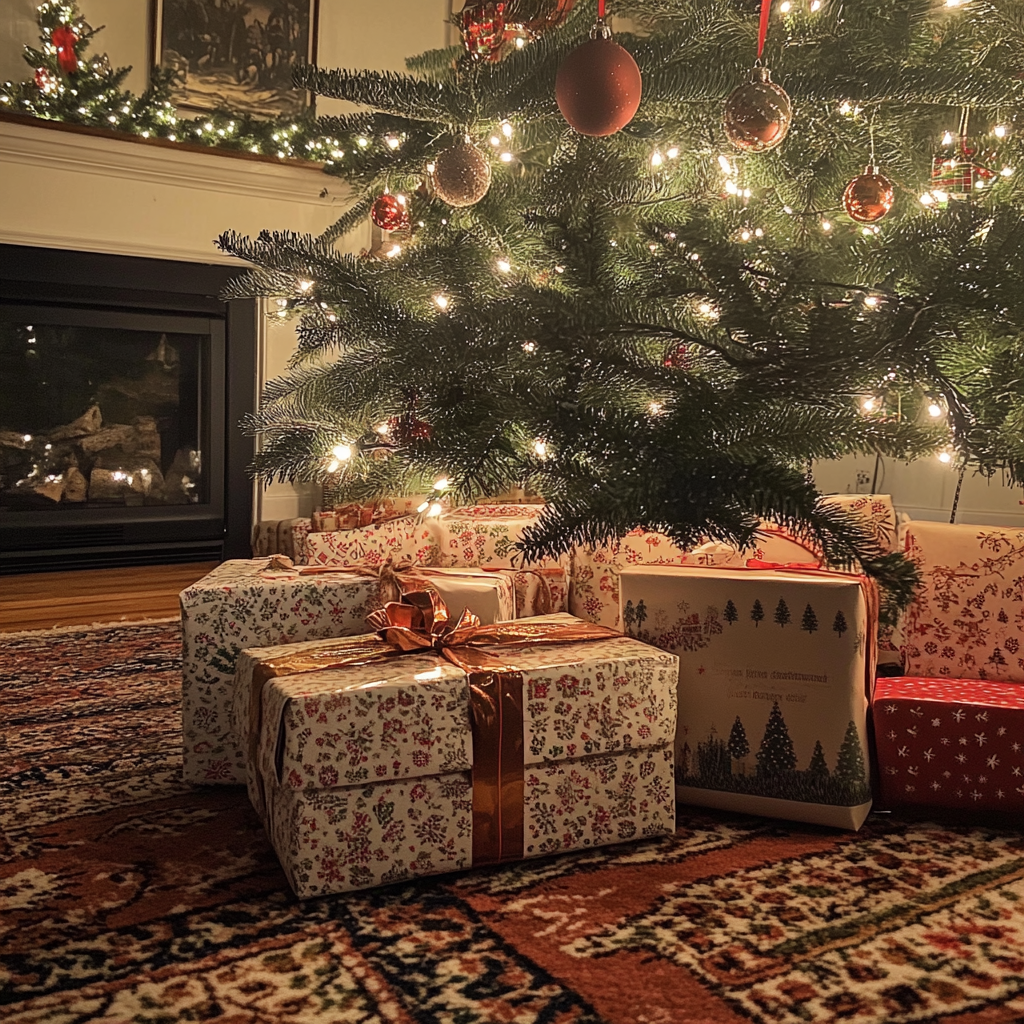 Christmas presents under a tree | Source: Midjourney