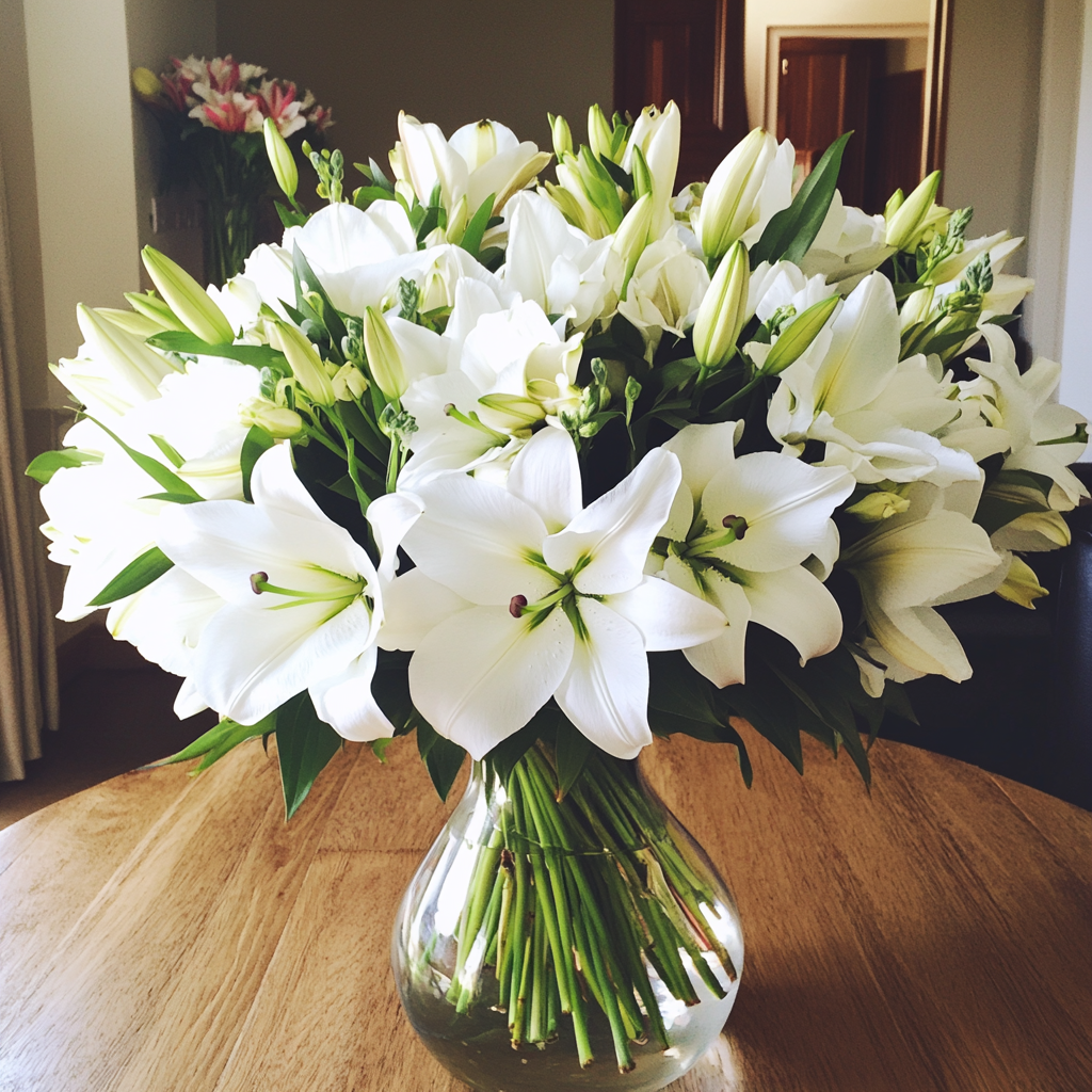 A bouquet of white lilies | Source: Midjourney