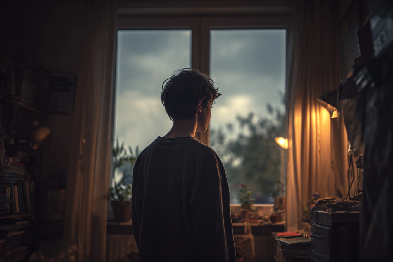 A teen boy standing in his room | Source: Midjourney