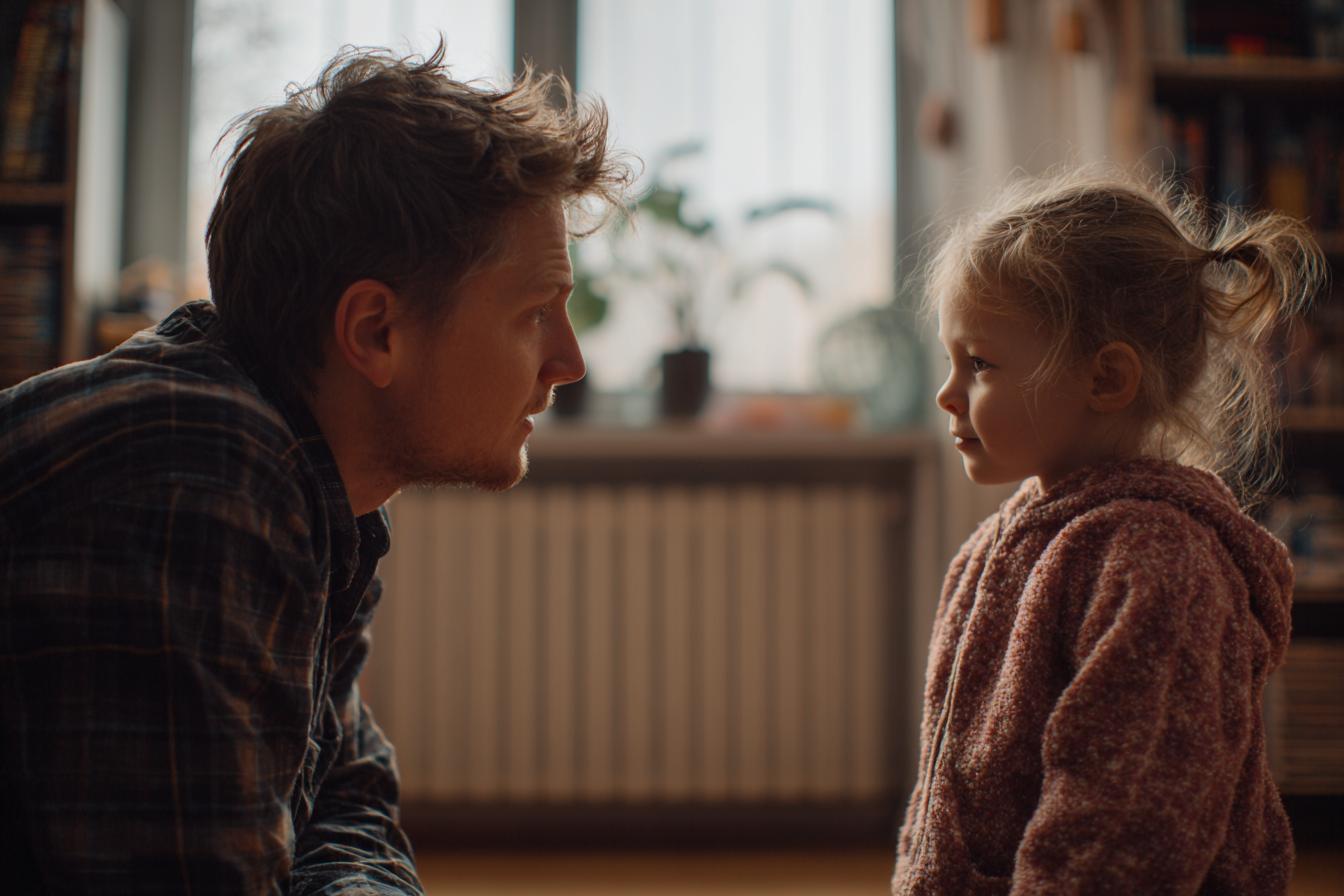 A man talking to his daughter | Source: Midjourney