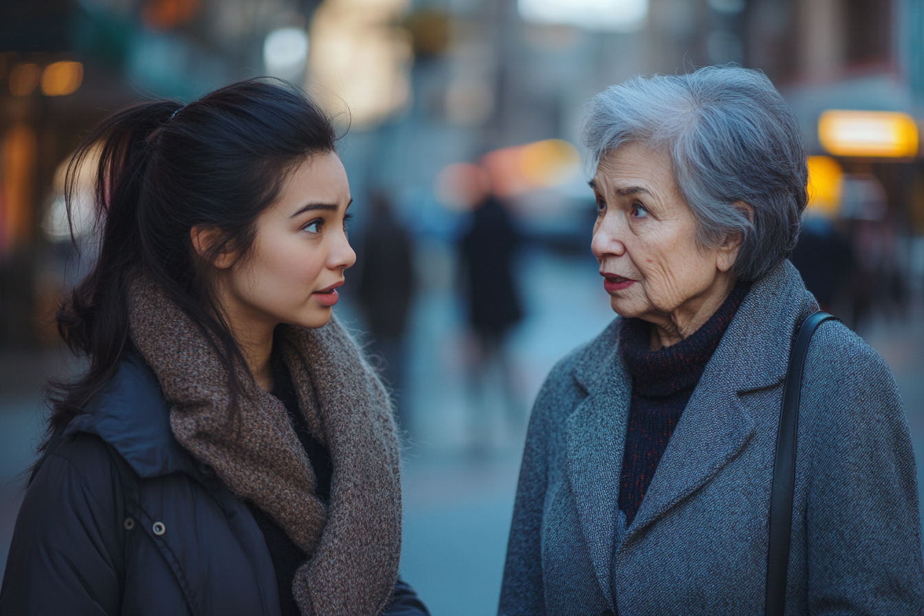 A woman having a conversation with her mother | Source: Midjourney