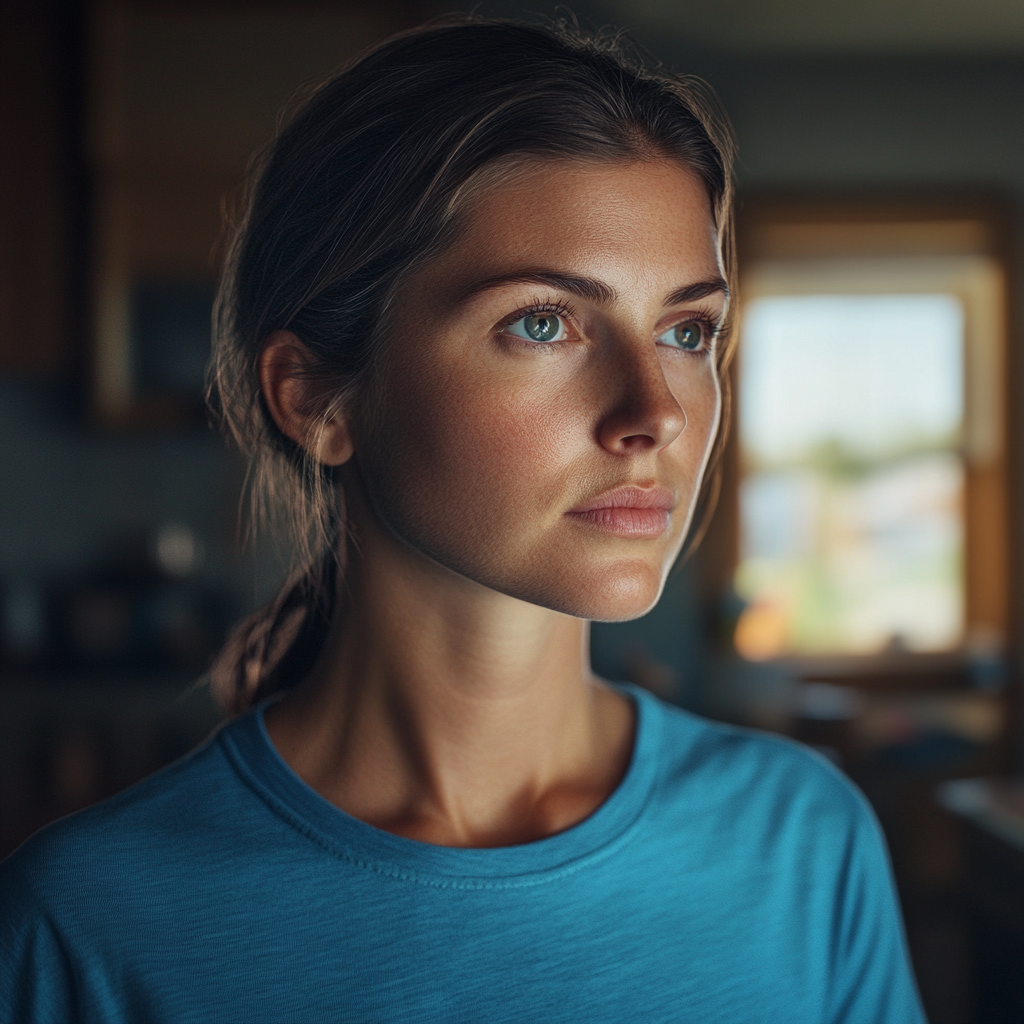 Une femme debout dans sa maison | Source : Midjourney