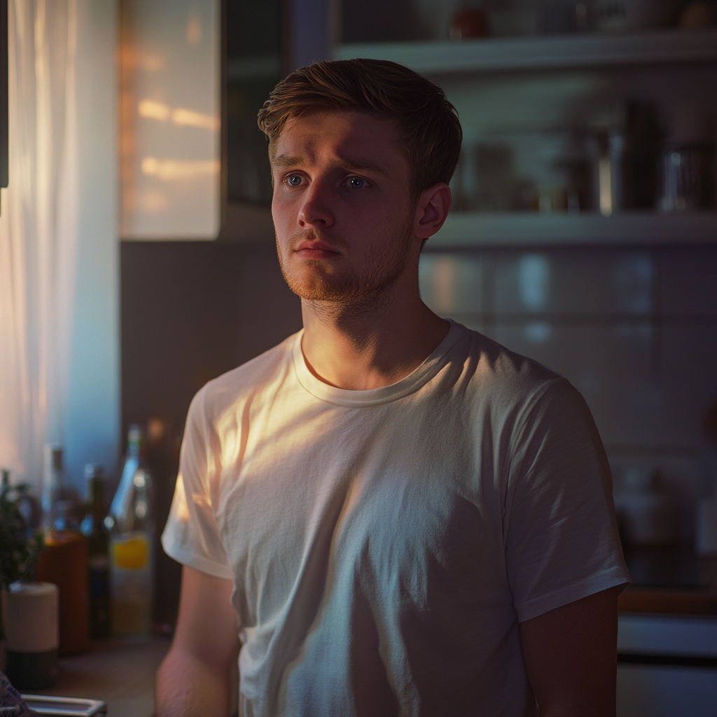 A man standing in his kitchen | Source: Midjourney