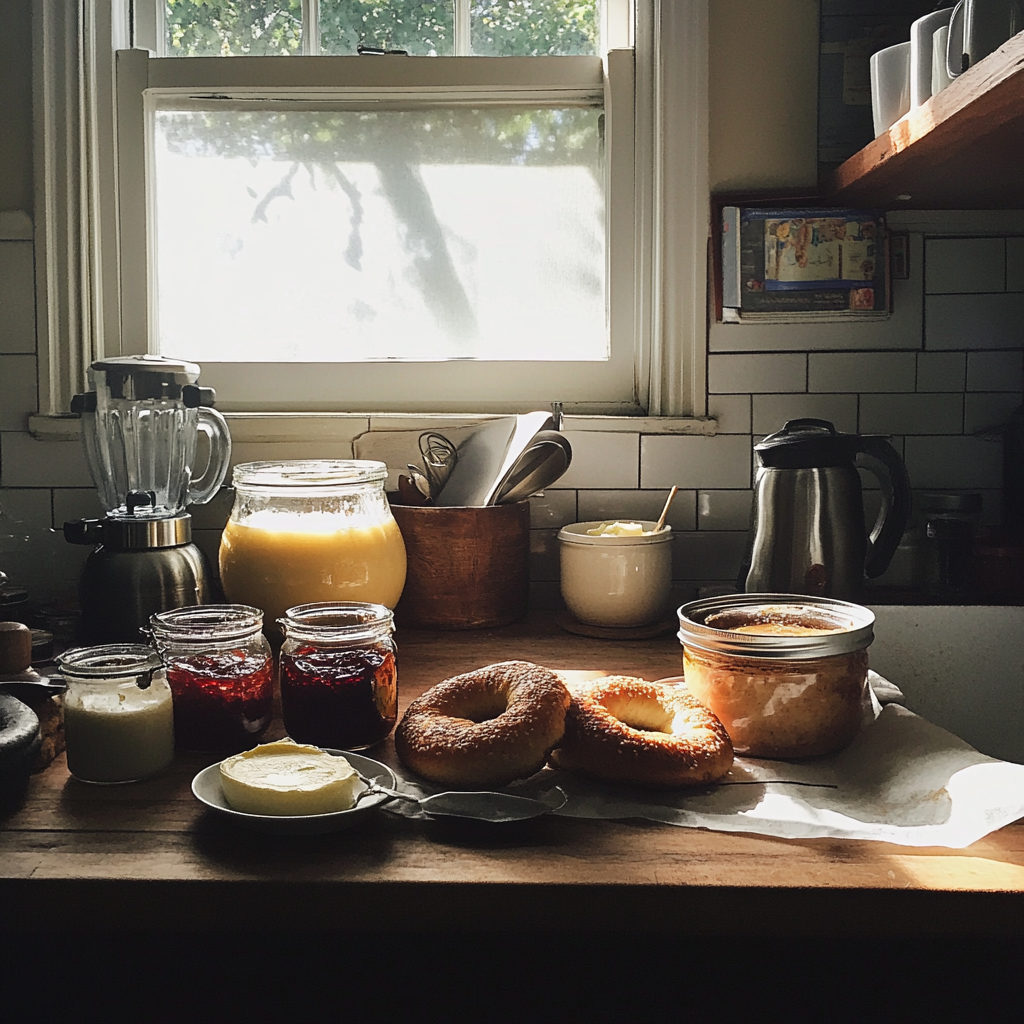 Bagels on a counter | Source: Midjourney