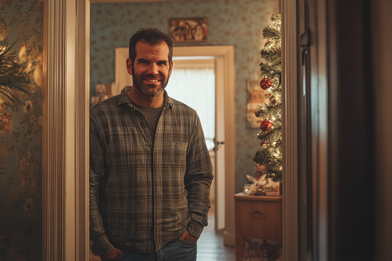 A man smiling in a doorway | Source: Midjourney