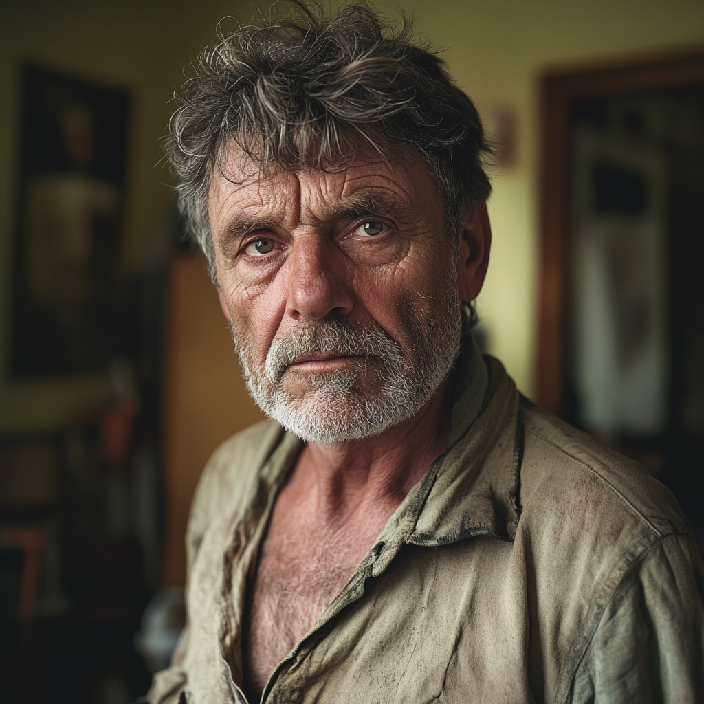 An older man standing in his house | Source: Midjourney